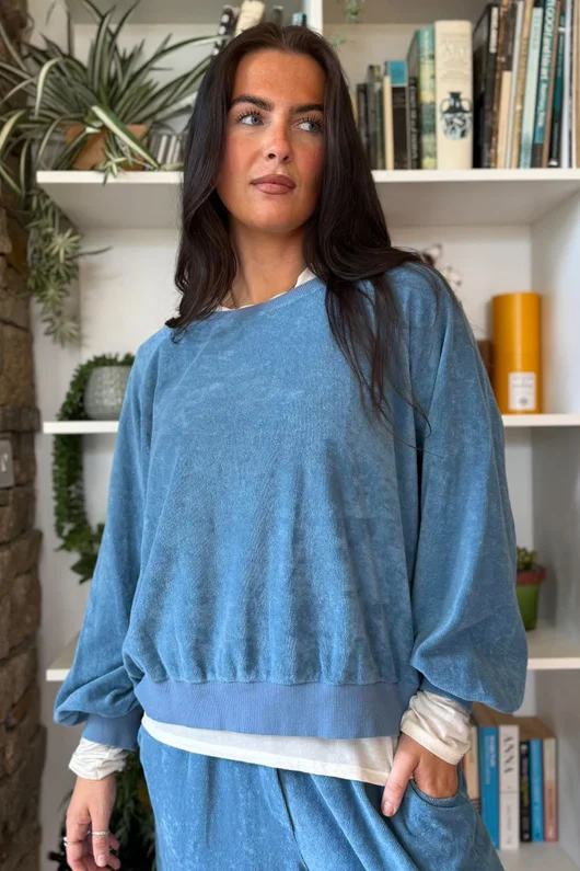 Terry B Lantern Sleeve Sweatshirt Denim